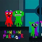 色鮮やかなピクセル風キャラクターたちがドアの前に立っている。