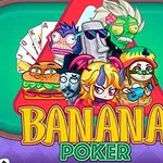 カラフルなキャラクターたちが緑の背景の上に集合し、「BANANA」と書かれたテキストがあるイラスト。