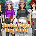 4人の女性が帽子とカラフルな服を着て街中を歩いているイラスト。