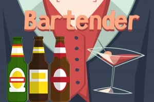 スーツを着た人物の前に、カクテルグラスとビール瓶が並んでいるイラスト。