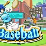 青いユニフォームを着た野球選手がバッティングしているスタジアムのイラスト。