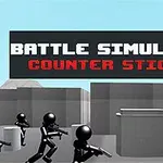 棒人間が現代的な武器を持って戦っているシーン。