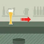 ビールグラス、矢印、300mの標識が描かれたシンプルなカウンターのイラスト。