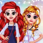 3人のアニメ風キャラクターがカラフルな背景の前でポーズをとっている。