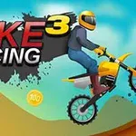 バイクに乗った人物が山の背景をジャンプしている様子とコインが描かれたイラスト。