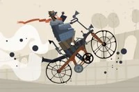 2Dレースゲームで、スチームパンクのかっこいいバイクに乗ってできるだけ遠くまで進もう!