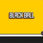 黄色の背景に「BLACK BALL」という文字と、白と黒のラインの上に黒いボールがあります。