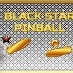 金属パターンの背景に「BLACK STAR PINBALL」と書かれた文字があり、中央に2つのフリッパーとボールが描かれている画像。