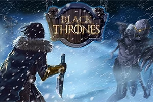 吹雪の中で武器を持った人物が骸骨のような敵と対峙しているシーン。