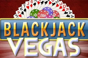 カラフルなチップとトランプの周りに「BLACKJACK VEGAS」と書かれたタイトル。