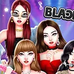 4人のスタイリッシュな女性キャラクターが背景にカラフルなライトの前に立っているイラスト。