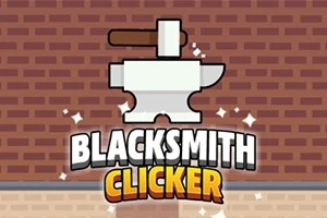 レンガの壁を背景に鍛冶屋の金床と槌のイラストがあり、「BLACKSMITH CLICKER」という文字が描かれている。