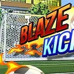 サッカーゴールを背景に、「BLAZE KICK」と書かれた文字が燃えているサッカーボールとともに描かれている。