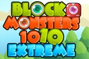 カラフルなブロック文字で「BLOCK MONSTERS 1010 EXTREME」と描かれたデザイン。