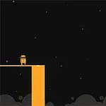 黒い背景に、黄色い帽子をかぶったキャラクターが黄色いブロックの上に立っている。