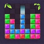 色とりどりのブロックが積み重なっている黒い背景のゲーム画面。