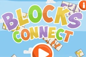 カラフルな文字で「BLOCKS CONNECT」と書かれた青空背景の画像。