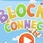 カラフルな文字で「BLOCKS CONNECT」と書かれた青空背景の画像。