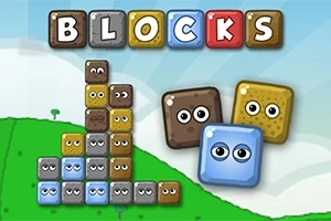 カラフルな目のあるブロックが積み重なっている景色。