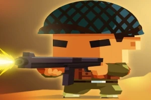 ヘルメットをかぶったキャラクターが銃を構えている。