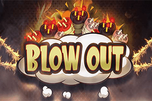 爆弾が炎をあげて爆発し、その前に「BLOW OUT」という文字が煙と共に描かれている。