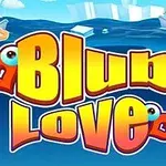 ポップなデザインの「Blub Love」という文字が、ハートや波を背景に浮かんでいるイラスト。