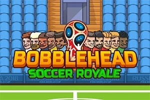 複数のアニメ風の顔とサッカーボールのイラストが描かれた「BOBBLEHEAD SOCCER ROYALE」のタイトル画像。