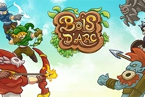 中央に「Bois DArc」と書かれたロゴがあり、両側にキャラクターがポーズを取っている。