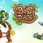 中央に「Bois DArc」と書かれたロゴがあり、両側にキャラクターがポーズを取っている。