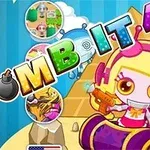 黄色い髪のキャラクターがピンクの服を着てオレンジ色の水鉄砲を持っており、背景に「BOMB IT 4」というカラフルな文字があるイラスト。