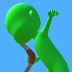 緑色のキャラクターがブーメランを持ち、青空を背景にしている。
