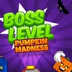 紫色の背景に「BOSS LEVEL PUMPKIN MADNESS」の文字と、かぼちゃやコウモリのイラストが描かれている。