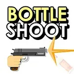 拳銃でガラス瓶を撃つイラスト。