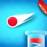 青い背景に、赤いボールが左から右に向かって勢いよく飛んでいるアニメーション。