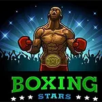 上半身裸のボクサーが赤いグローブを身につけて勝利を表現している姿。
