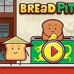 3枚の笑顔のトーストキャラクターが、中央に再生ボタンを囲んで配置されているイラスト。