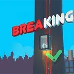 青空を背景に、高層ビルの外にあるエレベーター内に2人のキャラクターがいるイラスト。