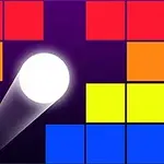 カラフルなブロックに向かって進む白いボール。