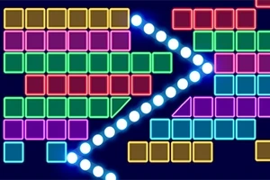 カラフルなブロックが並んでおり、中央に光る点線がジグザグに描かれている図。