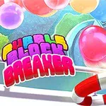 カラフルな球体と赤白の浮き輪が描かれた鮮やかなイラスト。