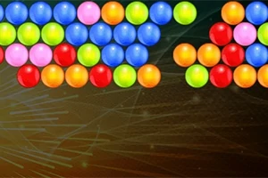 カラフルなボールが複数並んでいる画像で、背景に線のパターンが描かれています。