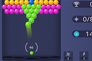 カラフルなボールが並ぶパズルゲーム画面。