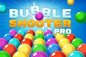 カラフルな球体と「BUBBLE SHOOTER PRO」という文字が描かれたデザイン。
