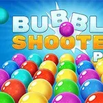 カラフルな球体と「BUBBLE SHOOTER PRO」という文字が描かれたデザイン。