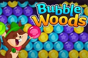 キャラクターがピンクのバブルを持って喜んでいる背景に、色とりどりのバブルが並んでいる。