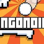オレンジ色の背景に、ピクセルアートスタイルで上部に白いキャラクターの手とボール、中央に大きな文字「BUNGONOID」が描かれている画像。