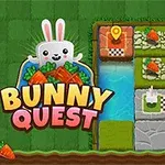 ウサギのキャラクターとニンジンが描かれたパズルゲームの画面。