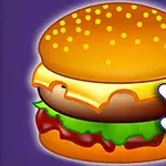 ハンバーガーのイラストに、指が上から触れようとしている。