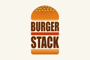ハンバーガーのバンズと「BURGER STACK」というテキストが組み合わさったロゴ画像。