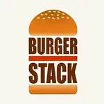 ハンバーガーのバンズと「BURGER STACK」というテキストが組み合わさったロゴ画像。